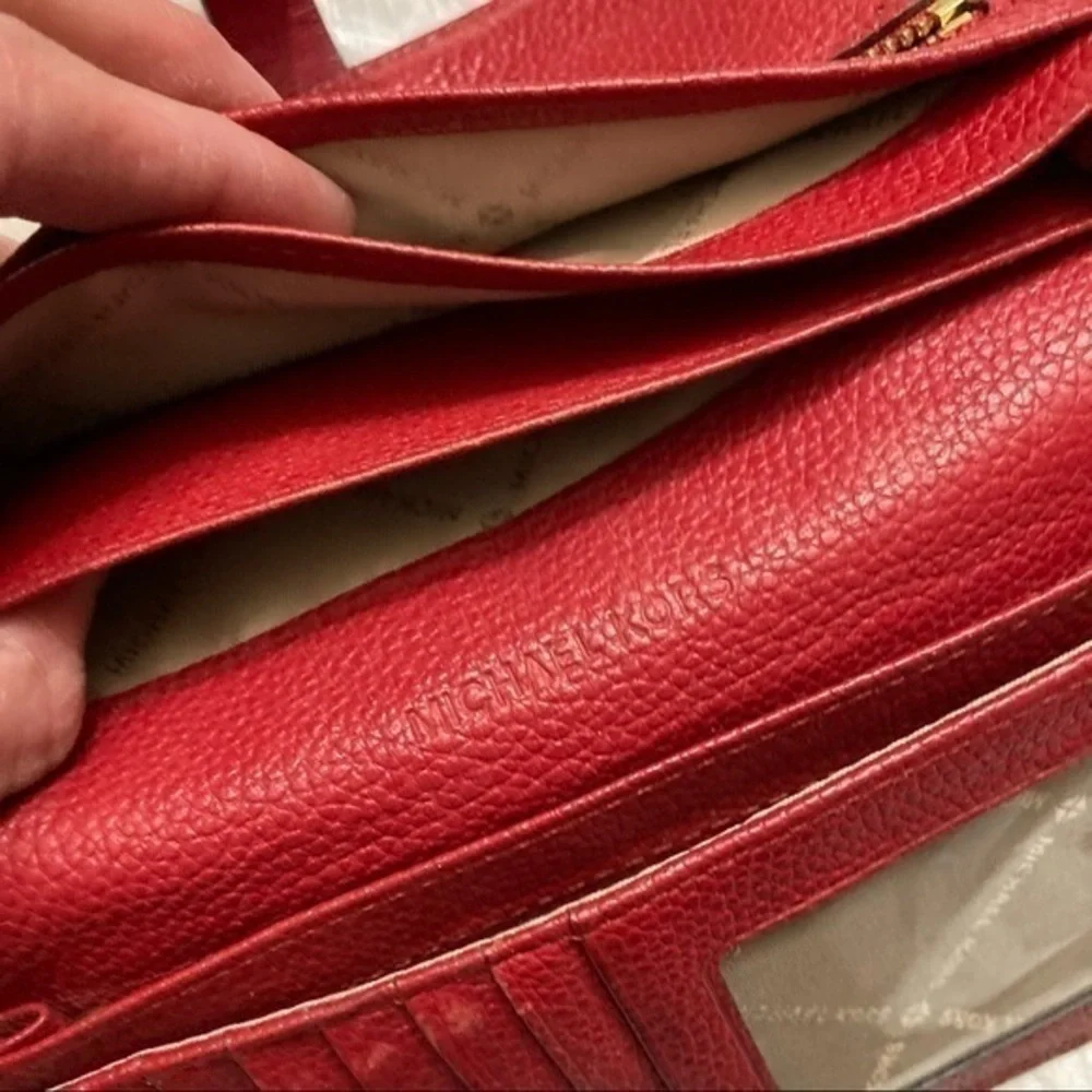 Michael Kors red leather wallet